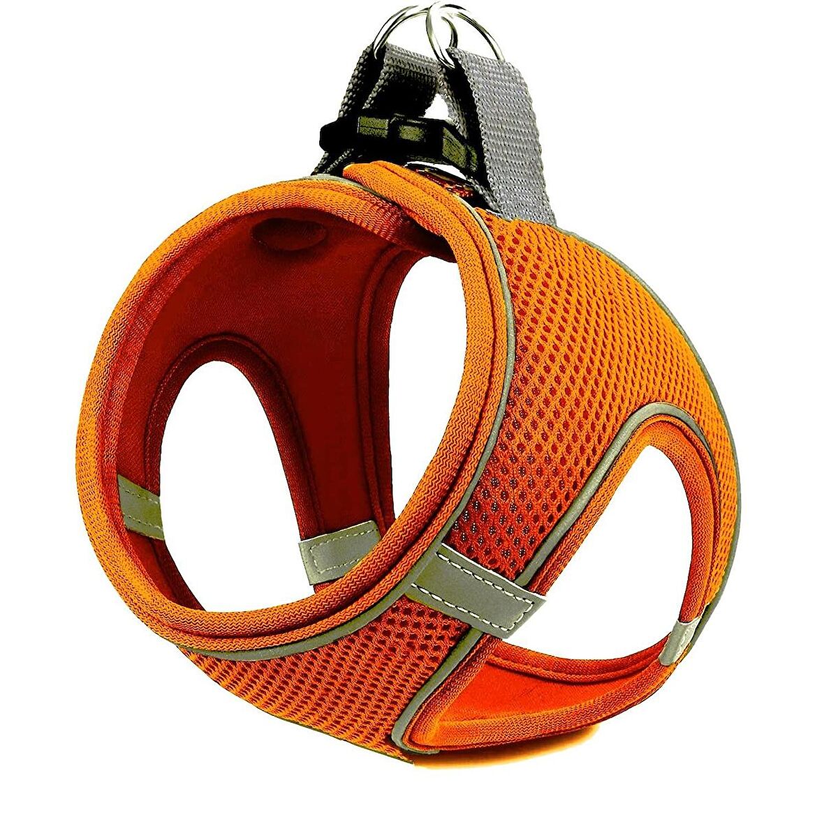 Mita Air Mesh Kedi Köpek Göğüs Tasması Çift Reflektörlü, Terletmeyen Neon Turuncu / Neon Orange